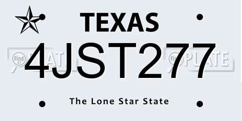 4JST277 Texas License Plate