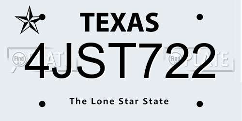 4JST722 Texas License Plate