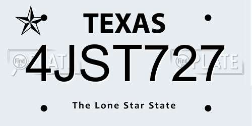 4JST727 Texas License Plate