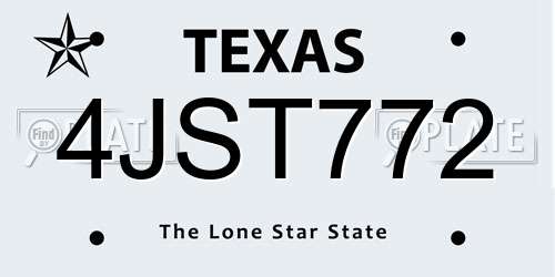 4JST772 Texas License Plate
