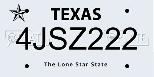 4JSZ222 Texas License Plate
