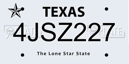 4JSZ227 Texas License Plate