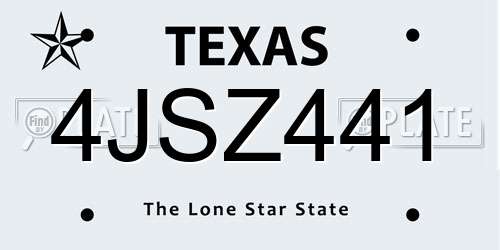 4JSZ441 Texas License Plate
