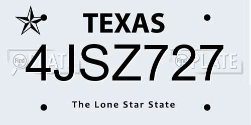 4JSZ727 Texas License Plate