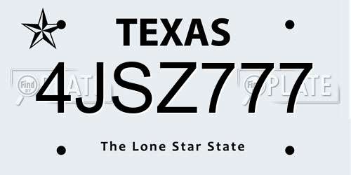4JSZ777 Texas License Plate