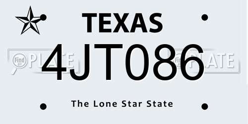 4JT086 Texas License Plate