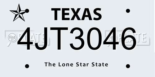 4JT3046 Texas License Plate