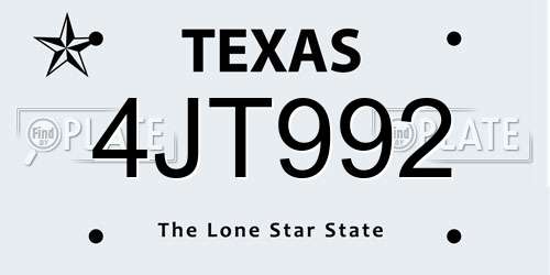 4JT992 Texas License Plate
