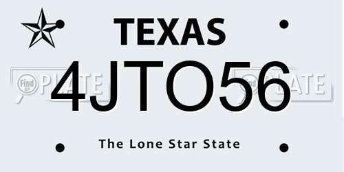 4JTO56 Texas License Plate