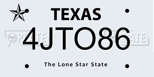 4JTO86 Texas License Plate
