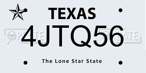 4JTQ56 Texas License Plate