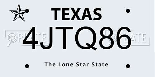 4JTQ86 Texas License Plate