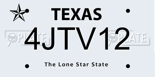 4JTV12 Texas License Plate