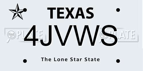 4JVWS Texas License Plate