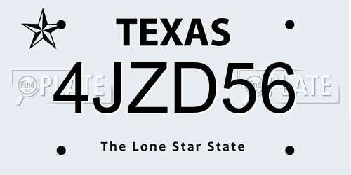 4JZD56 Texas License Plate