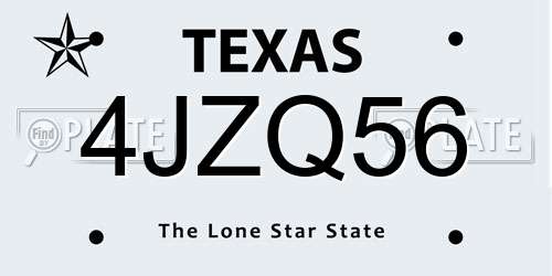 4JZQ56 Texas License Plate