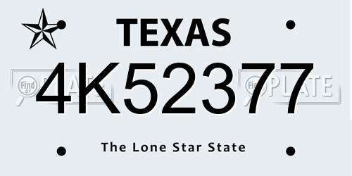 4K52377 Texas License Plate