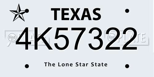 4K57322 Texas License Plate