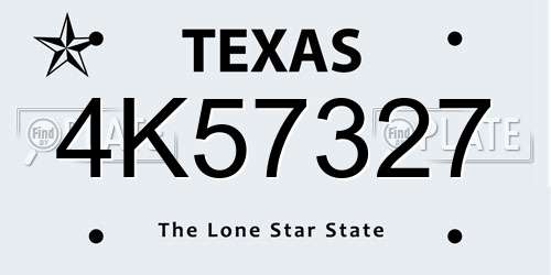 4K57327 Texas License Plate