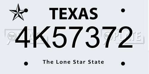 4K57372 Texas License Plate