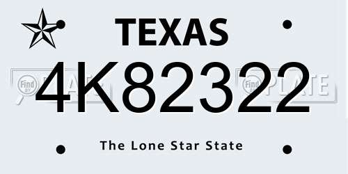 4K82322 Texas License Plate