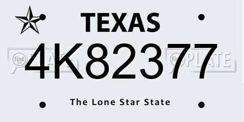 4K82377 Texas License Plate