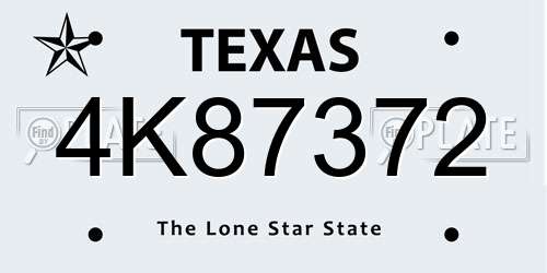 4K87372 Texas License Plate