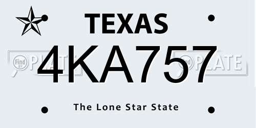 4KA757 Texas License Plate