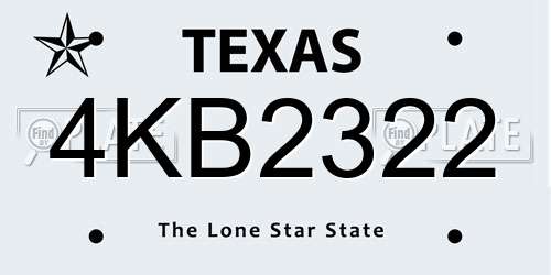 4KB2322 Texas License Plate