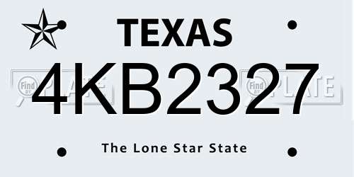 4KB2327 Texas License Plate