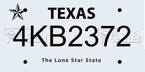 4KB2372 Texas License Plate