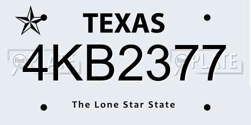 4KB2377 Texas License Plate