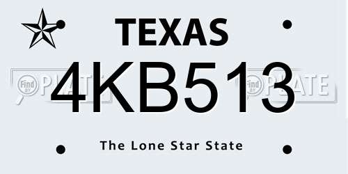 4KB513 Texas License Plate