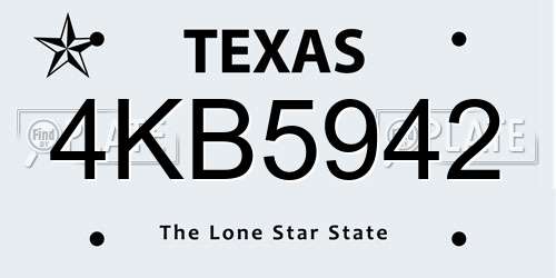 4KB5942 Texas License Plate