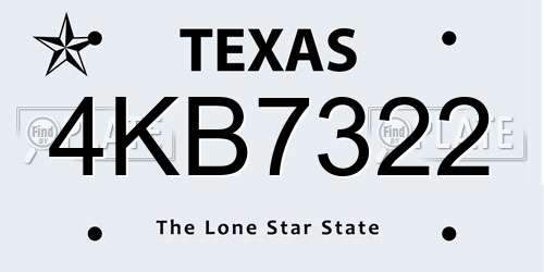 4KB7322 Texas License Plate