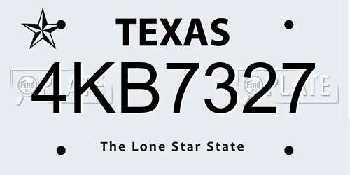 4KB7327 Texas License Plate