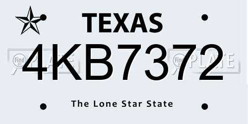 4KB7372 Texas License Plate