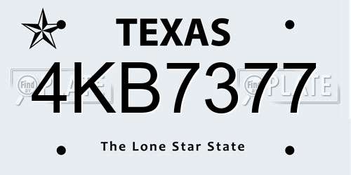 4KB7377 Texas License Plate