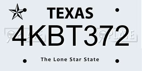 4KBT372 Texas License Plate
