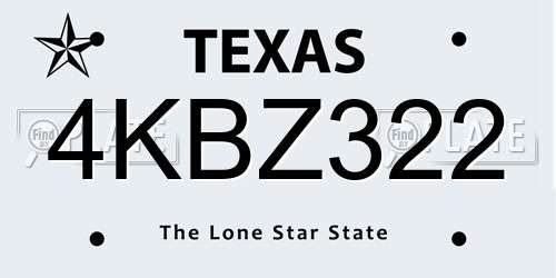 4KBZ322 Texas License Plate
