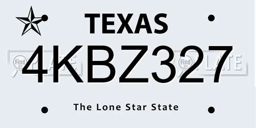 4KBZ327 Texas License Plate