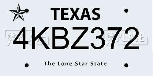 4KBZ372 Texas License Plate