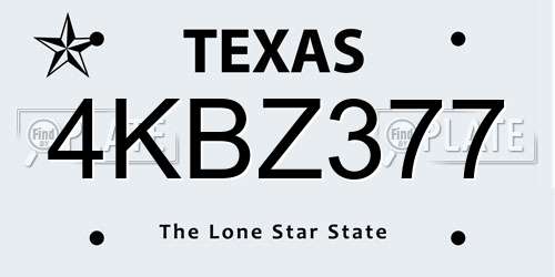 4KBZ377 Texas License Plate