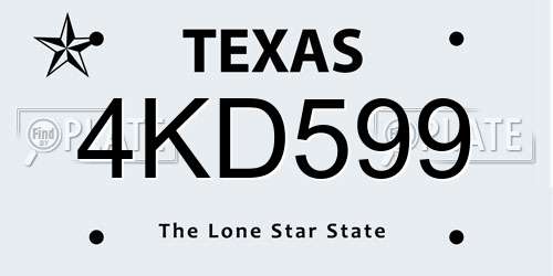 4KD599 Texas License Plate