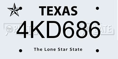 4KD686 Texas License Plate