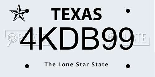 4KDB99 Texas License Plate