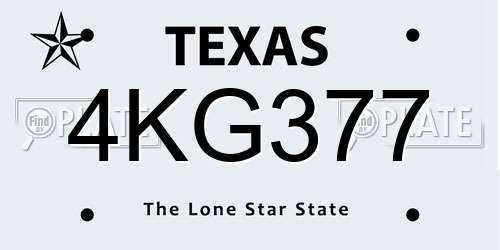 4KG377 Texas License Plate