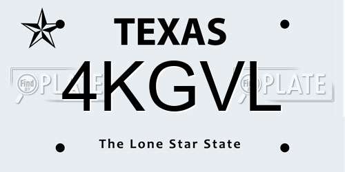 4KGVL Texas License Plate