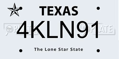4KLN91 Texas License Plate