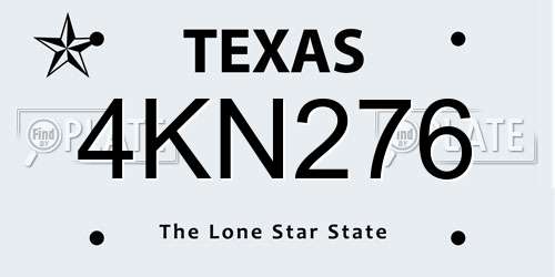 4KN276 Texas License Plate